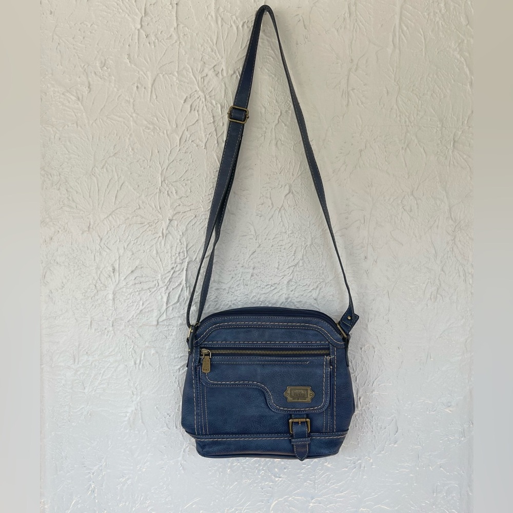 BOC Born of Concept Purse Faux Leather Crossbody Weathered Blue